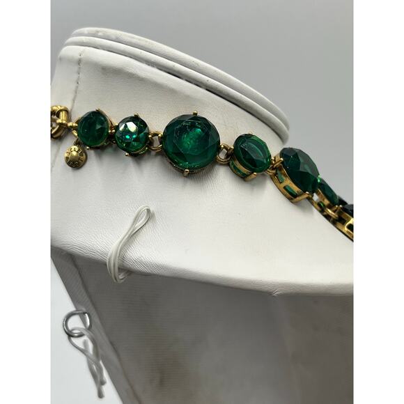 J. Crew Green Bauble Glass Resin Flower Cluster Bib Runway Gold Ox Necklace - Picture 7 of 11